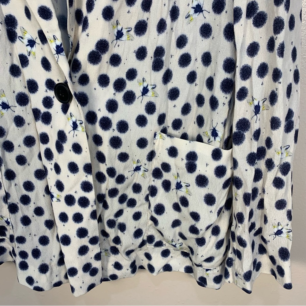 H&M X Anna Glover Lightweight Viscose Bee Dotted Print Blazer Jacket - Picture 4 of 12